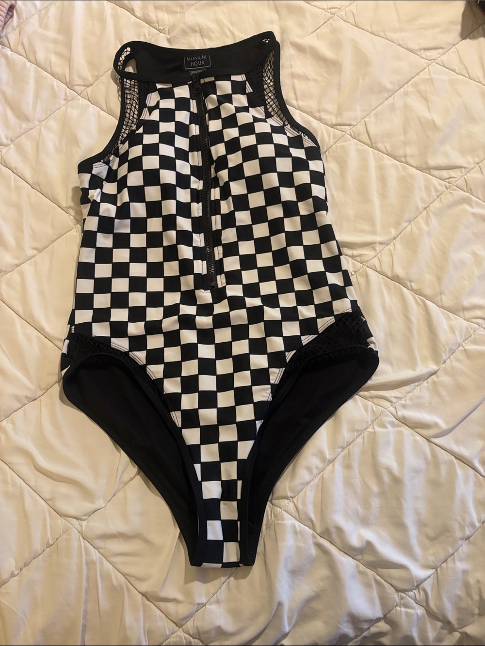 Mikoh Black and White Checkered Kids One-Piece